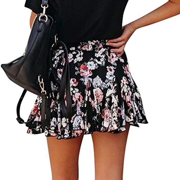 Women's High Waist Floral Mini Ruffle Skirt - Picture 4 of 6